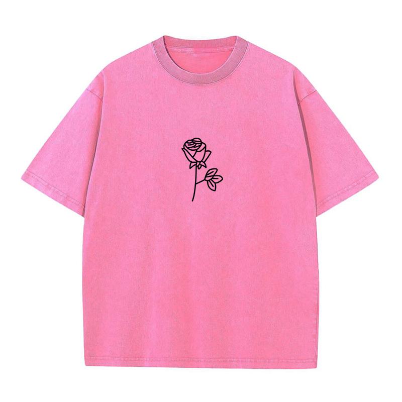 Cotton T-shirt Vintage Short-sleeved Rose Y2K American Retro T Shirt Men Women Summer T-shirts