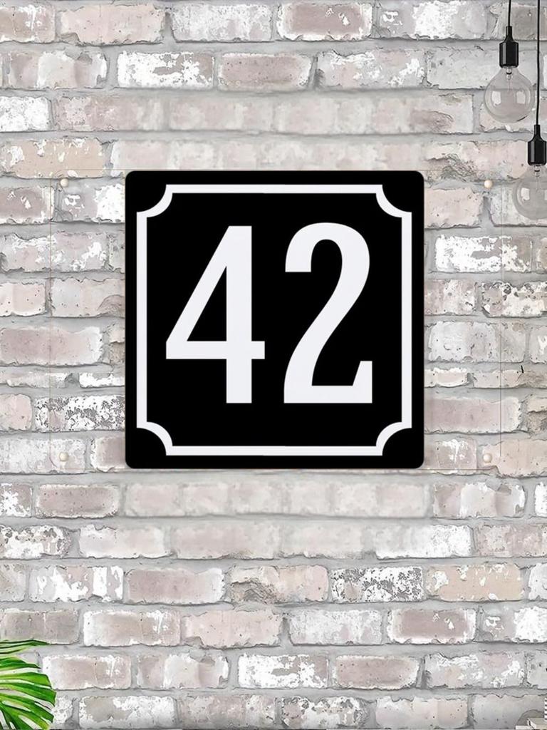 House Number X Classic Black Metal Sign 20x20cm, Modern Door Wall Decor