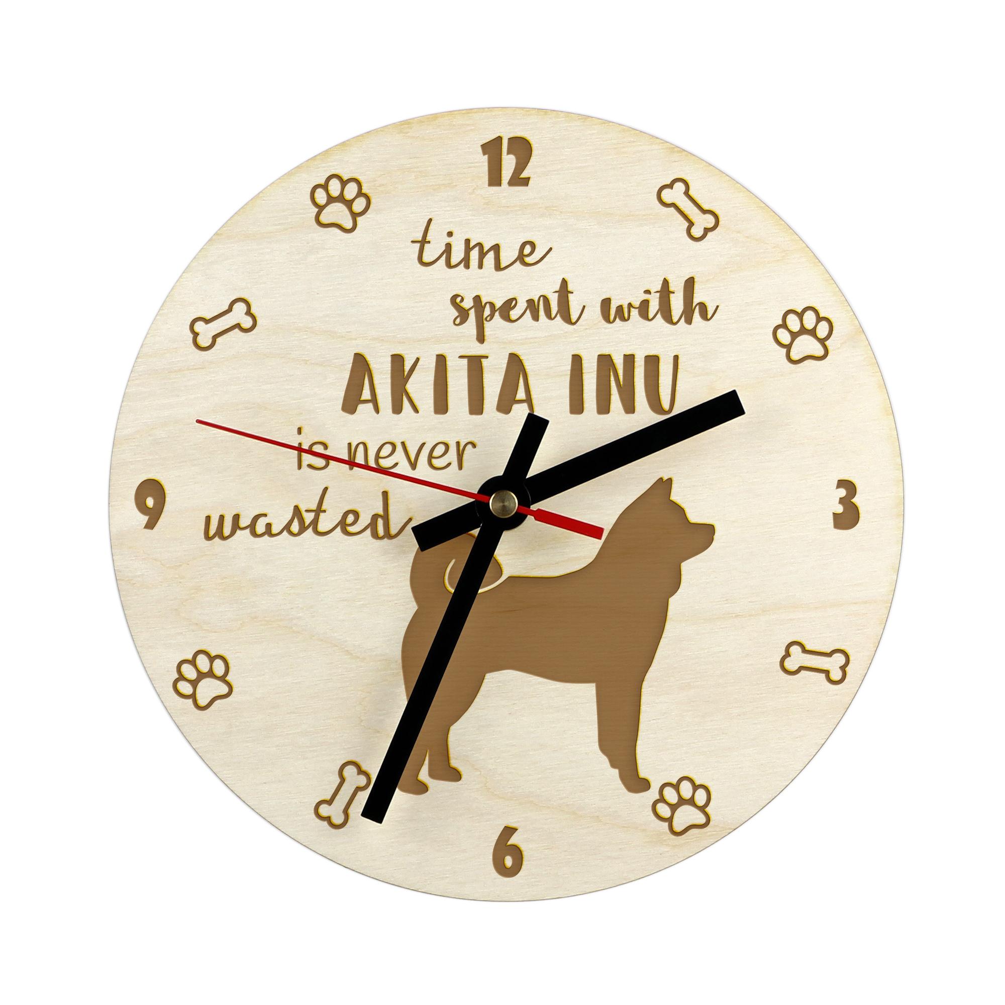 

Akita, Akita Inu - clock with dog, wooden clock with engraving, personalised clock by Art-Dog