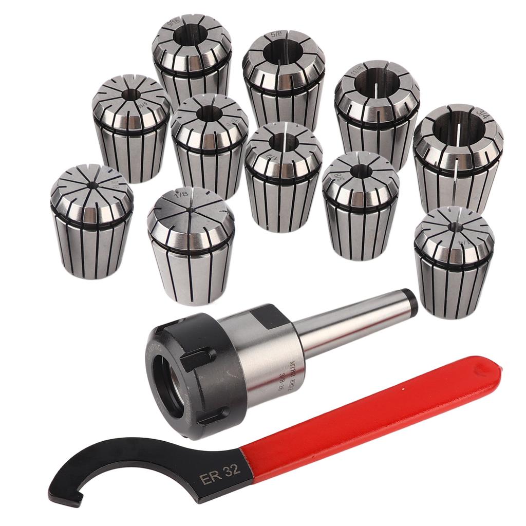 Precision ER32 Collet Chuck Set   MT2 Shank Handle Holder   Spanner for Milling Machine with Box