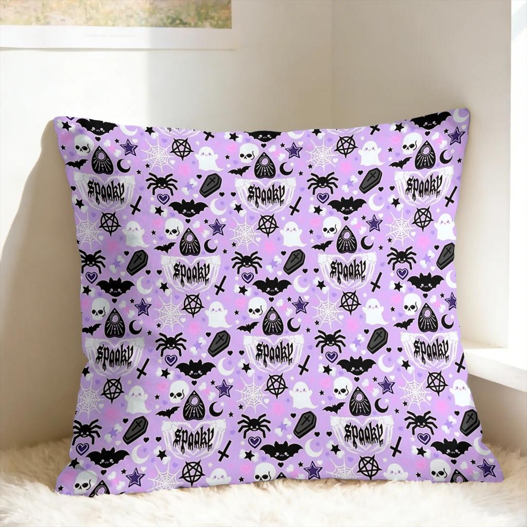 Pastel Goth Halloween Pillowcases Retro Trendy Pillow Case For Living Room Chair Square Pillow Cover