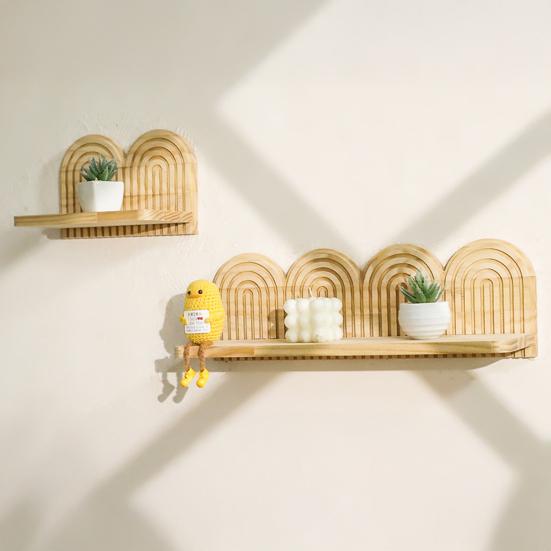 Spiral Wall Floating Shelf Bohemia Farmhouse Rustic Wooden Wall Mount Display Shelf Decoration Living Room Bedroom Bathroom Storage Rack