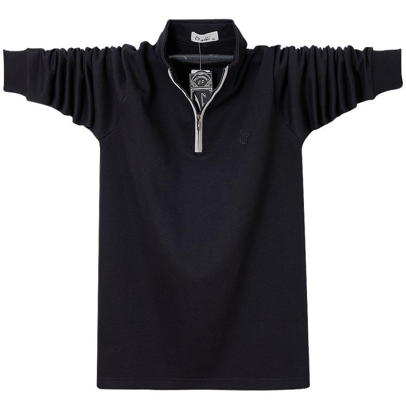 2024 Men's Plus Size Stand Collar Long Sleeve Polo Shirt with Zipper