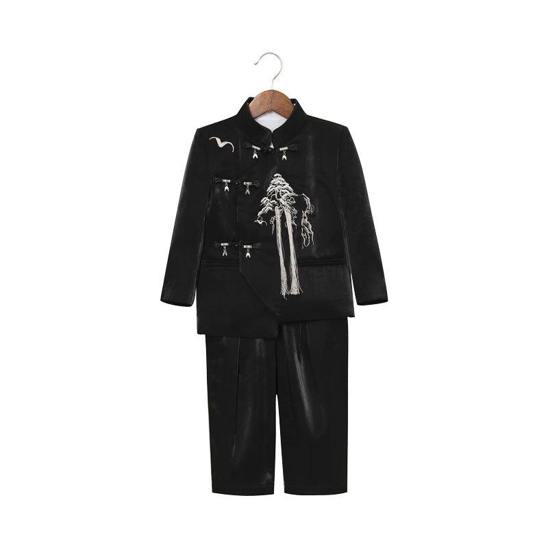 Guttehøst Hanfu Tang-drakt: Broderi Ståkrage Nasjonal Stil Sett for Opptredener