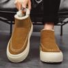Men's Winter Retro Snow Boots Outdoor Thick Fleece Lined Warm High Top Cotton Shoes Thick Sole Height Boosting Cold Resistant