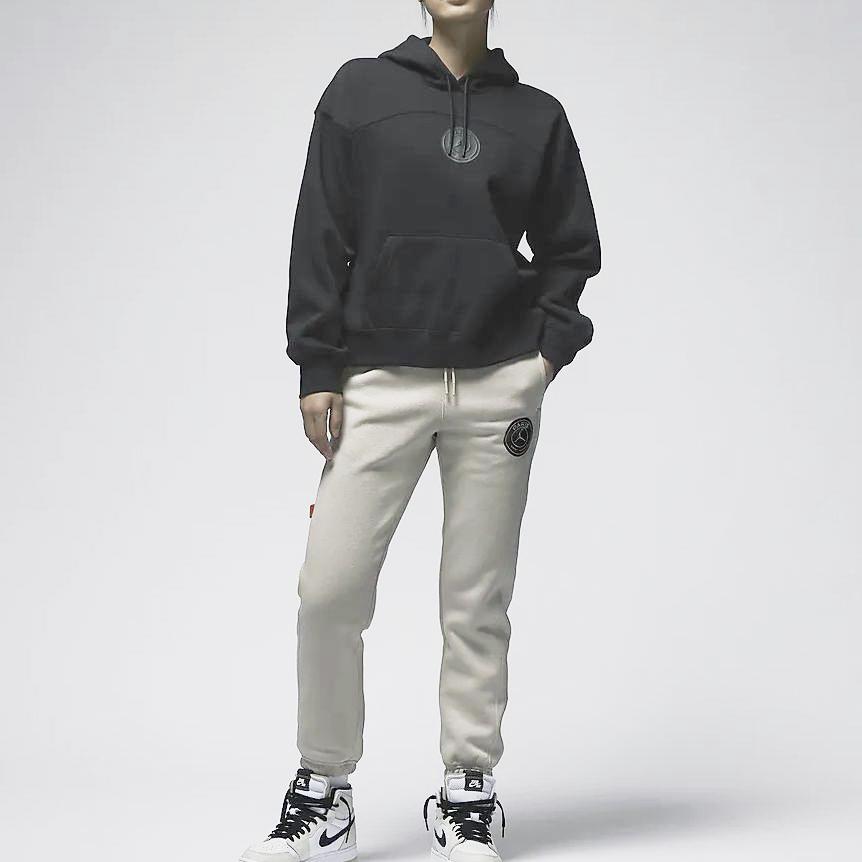 Jordan Paris Saint-Germain Solid Color Drawstring Fleece-Lined Knit Joggers Women Bottoms Stone FD6998-230