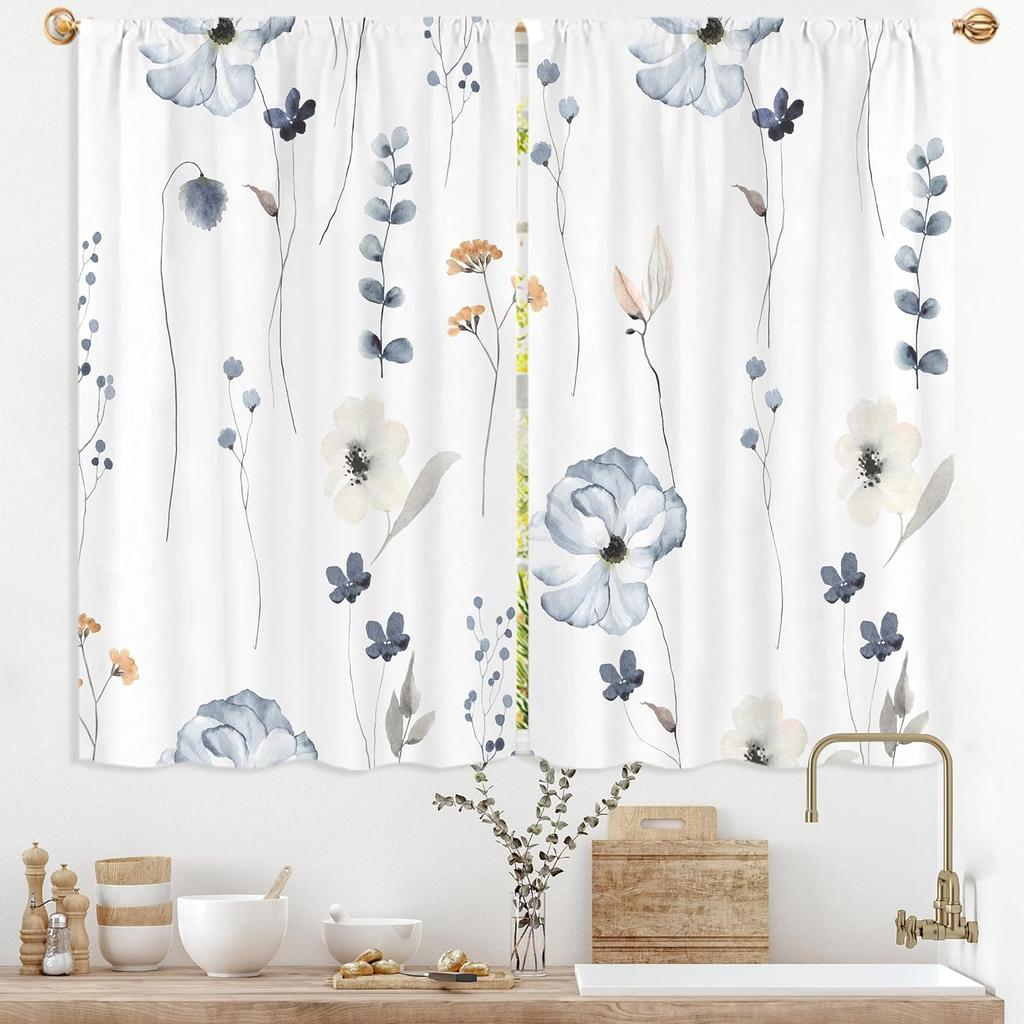 Purple Floral Butterfly Lilac Window Curtains Spring Flower Summer Girls Nature Garden Plant Drapes Treatment Curtain Polyester With Rod Pocket
