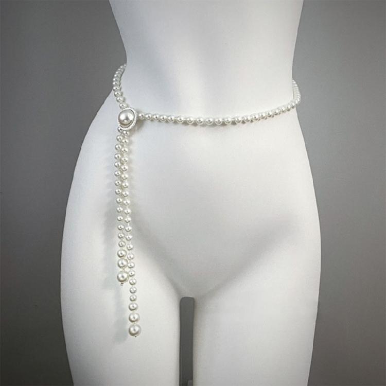 Elegant Waist Belt Aesthetic Stylish Charm Photo Props Belt for Jeans Dress Belt Body Jewelry Pearls Chain