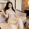 French Gentle Stormy Dress Women's Neck Bubble Sleeves Waist Slimming Sweet Girl Preppy Style Long Children