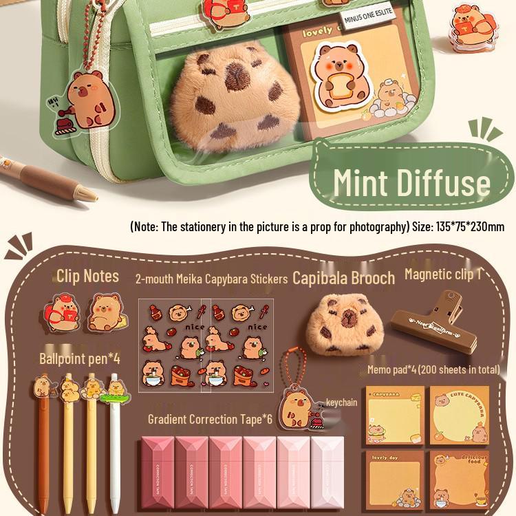 Capibara Velkokapacitní Průhledné Pouzdro na Tužky Odolné Proti Nečistotám, Roztomilé a Stylové pro Studenty Středních Škol