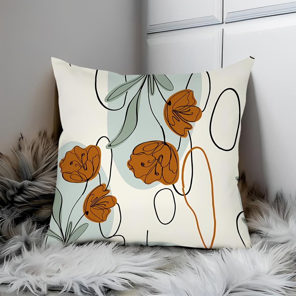 Boho Botanical Floral Print Square Decorative Cushion Cover Pillowcase for Modern Nursery Bedroom Decor