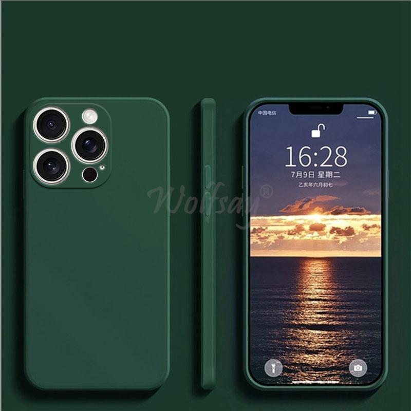 For iPhone 16 Pro Max Case Liquid Silicone Original Plain Rubber TPU Protect Case For iPhone 16 15 Pro Max Cover TPU Shockproof