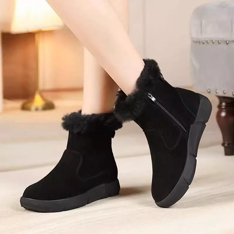 Suede Snow Boots Women's Winter Flat-bottomed All-match Non-slip Cotton Shoes Women's Boots Plus Velvet Thick Warm Short Boots