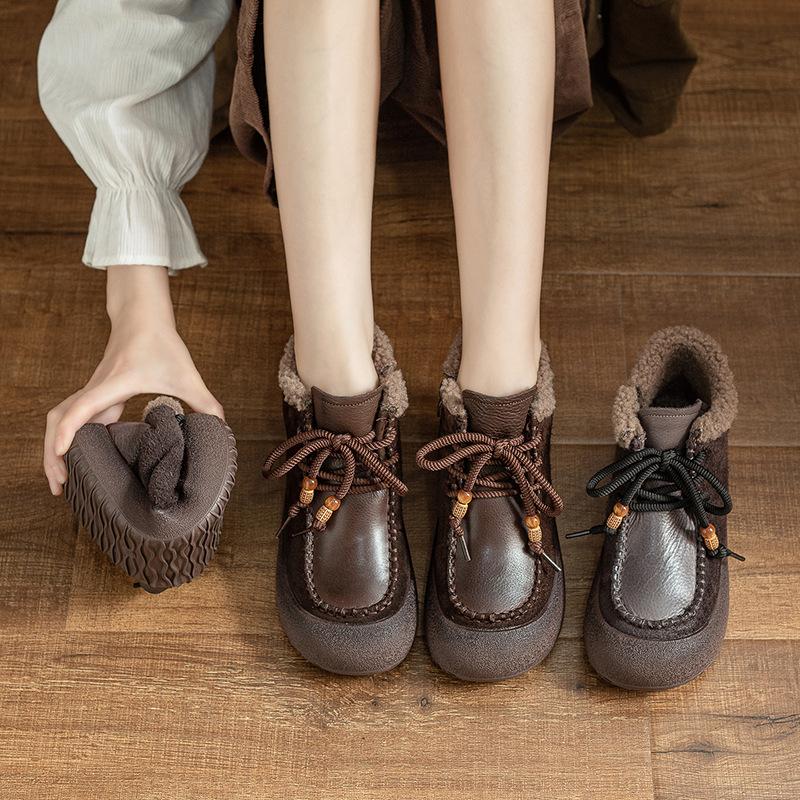 Women's Ankle Boots, Thickened Fleece Warm Cotton Shoes, Comfortable and Versatile Snow Boots