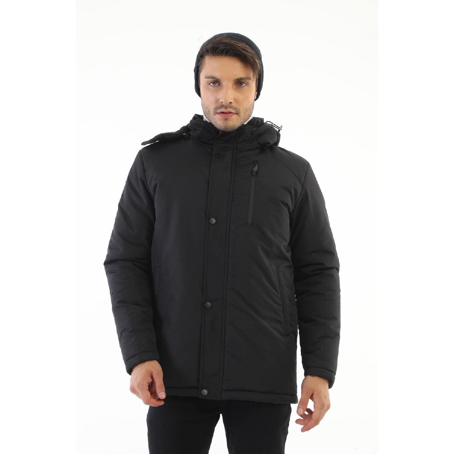 

Men s Removable Hooded Black Thick Coat S чорний