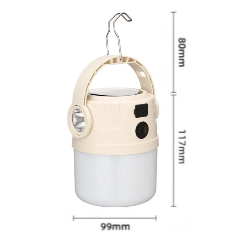 Solar Camping Light LED Rechargeable Hiking Lamp Waterproof Outdoor Flashlight Gear for Fishing Backpacking Tent Atmosphere Lamp