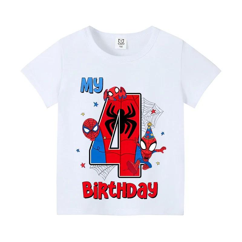 Spider-Man Kinder Digitales T-Shirt Geburtstag Anime Kurzarm-T-Shirt Kinder Baumwoll-Oberteil Cartoon Sommer Vorschulkleidung