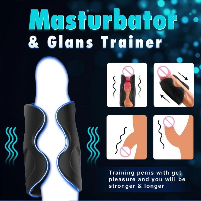 Penis Training Vibrator Male Masturbator G-spot Delay Training Massager Glans Stimulator Male Locking Ring Adult Products