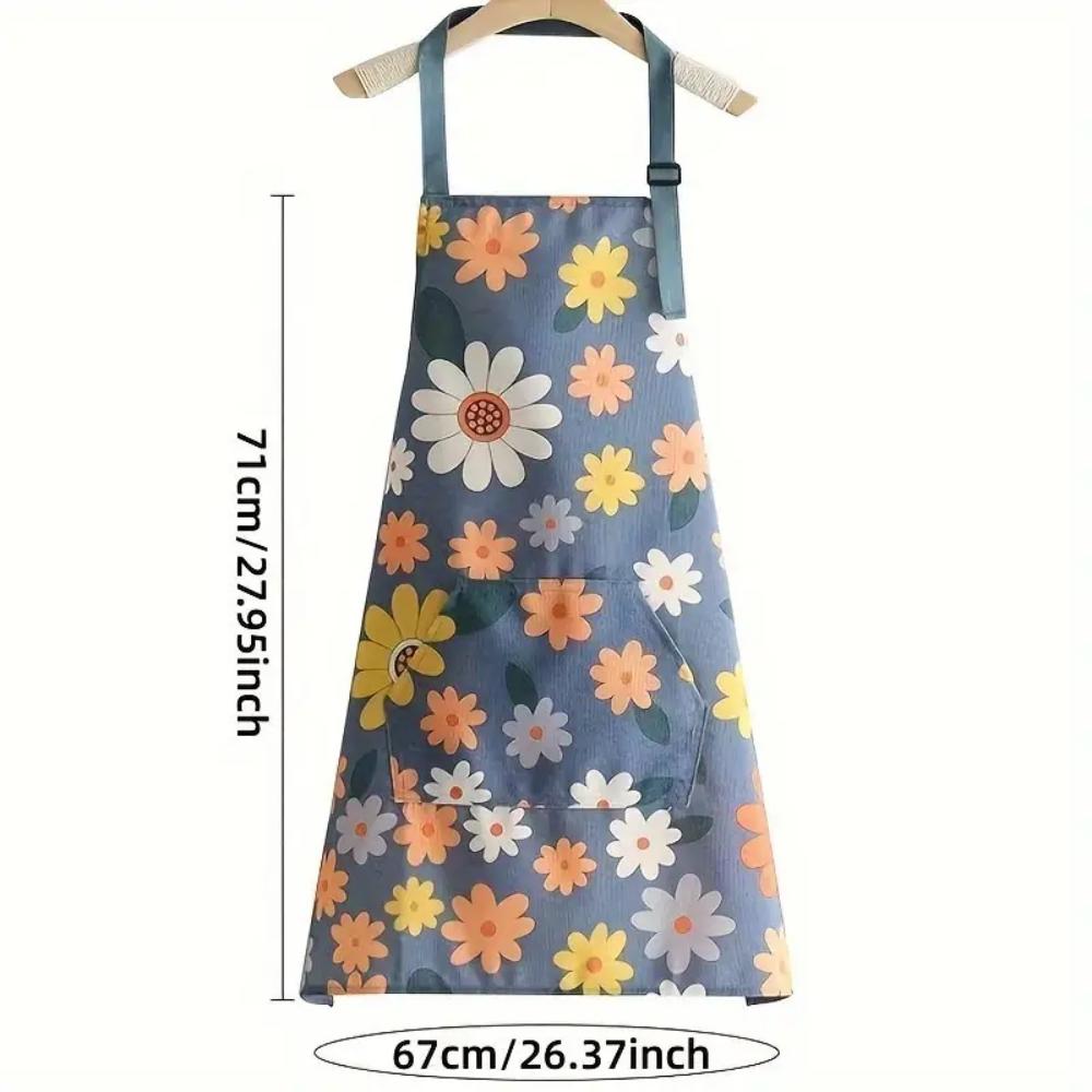 Adjustable Kitchen Cooking Apron, Waterproof Cooking Apron with Pockets, Suitable for Kitchen Baking, Gardening, Barbecues (flow