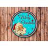 Merry Christmas Santa Vintage Teal Red Wreath Metal Sign, Home Wall Decor for Living Room Bedroom Bathroom Kitchen