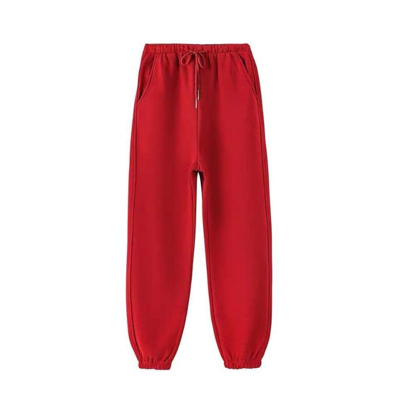 Lamb Wool Autumn and Winter Fleece Thickened Sweatpants Women's Harlan Pants Loose Large Size Thermal Casual Pants Belt