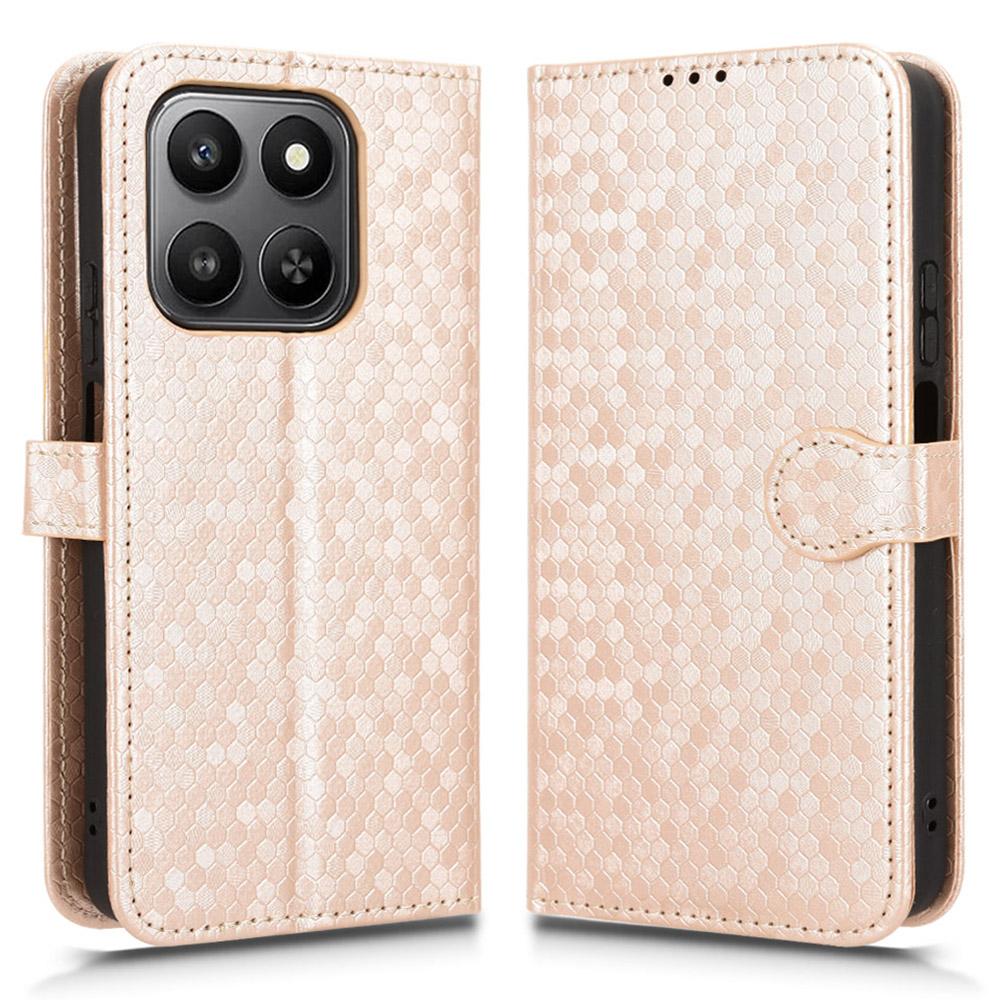 For Honor 400 Smart Wallet Case Dot Pattern Imprint PU Leather Phone Cover with Wrist Strap