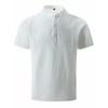 New Summer Men's Solid Color Cotton Linen Henry Collar Short Sleeve Shirt