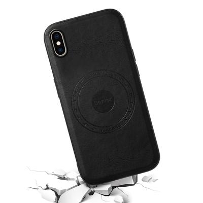 DENIOR Pro iPhone XS Max Magnetické pouzdro PU kůže potažené PC+TPU Nárazuvzdorný kryt na telefon