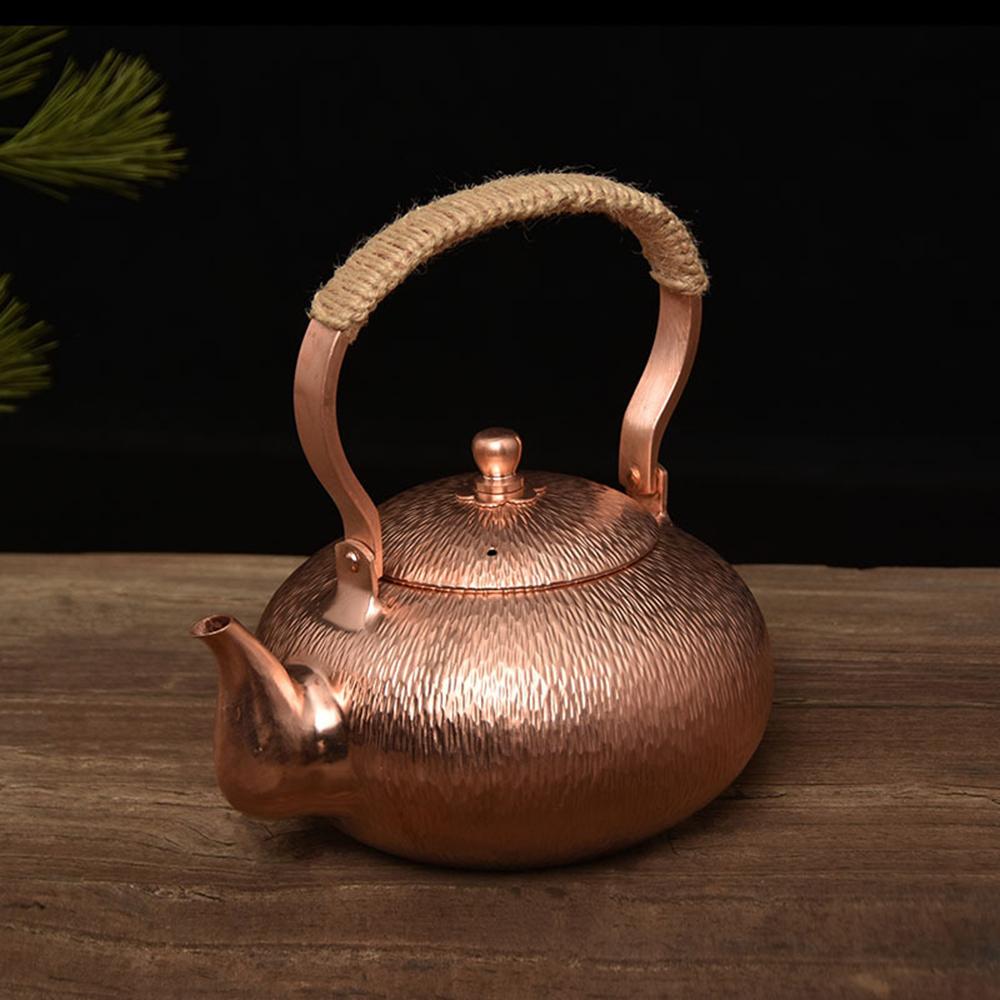 

Pure Red Copper Kettle, Household Large Capacity Tea Kettle, Handmade Hammered Copper Pot, Healthy Boiling Water Kettle, 1.2L/2L 1.2L