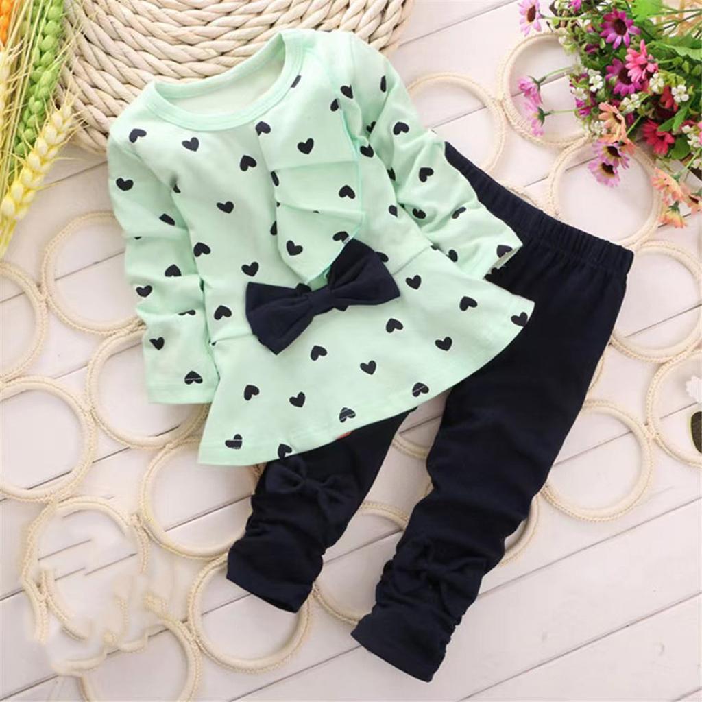 Infant Newborn Baby Girls Boys Loose Print T-shirt+Pants Print Outfits Set