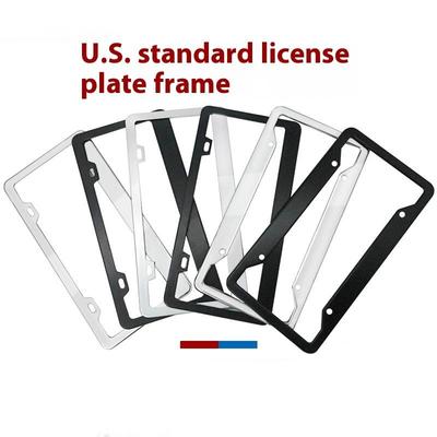 Black Silver Bracket W/ Screws Universal American License Plate Frame Auto AccessoryFiber Number Plate TAG Cover For Front Rear