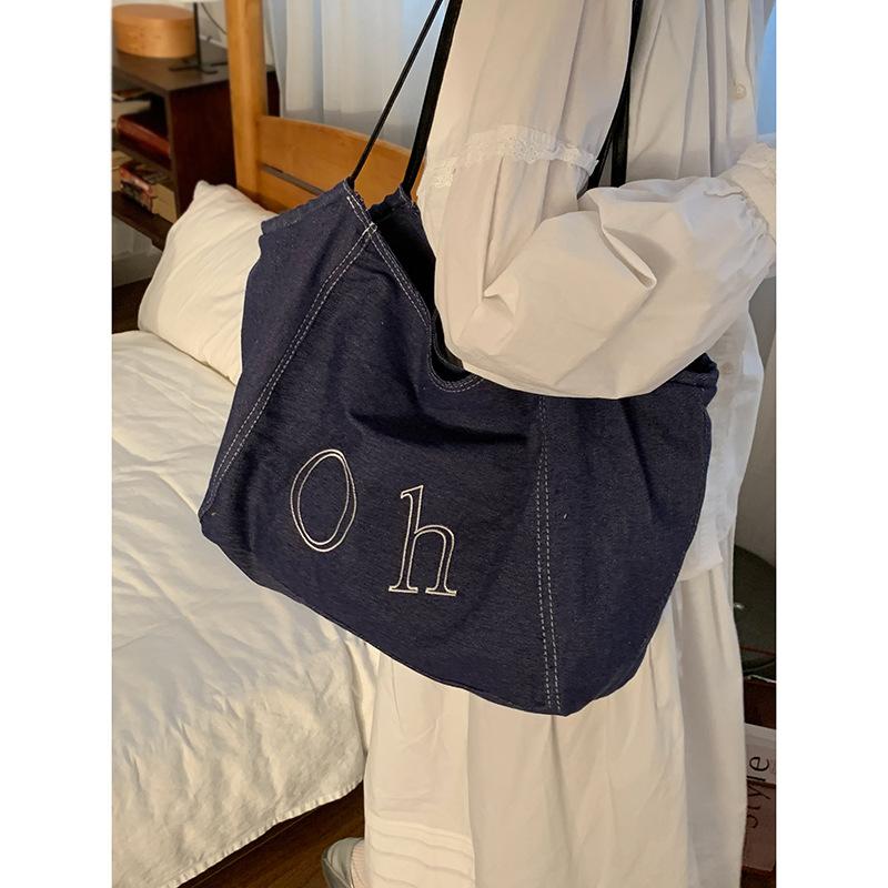 

Lazy wind large-capacity casual underarm bag women s new denim tote bag simple shoulder bag