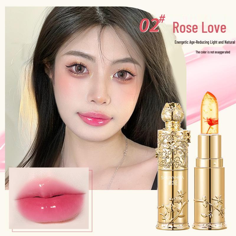 Lady Crystal Bright Color-Changing Lipstick: Moisturizing, Hydrating, Complexion-Enhancing, Long-Lasting, Non-Stick, Gold Foil Formula.