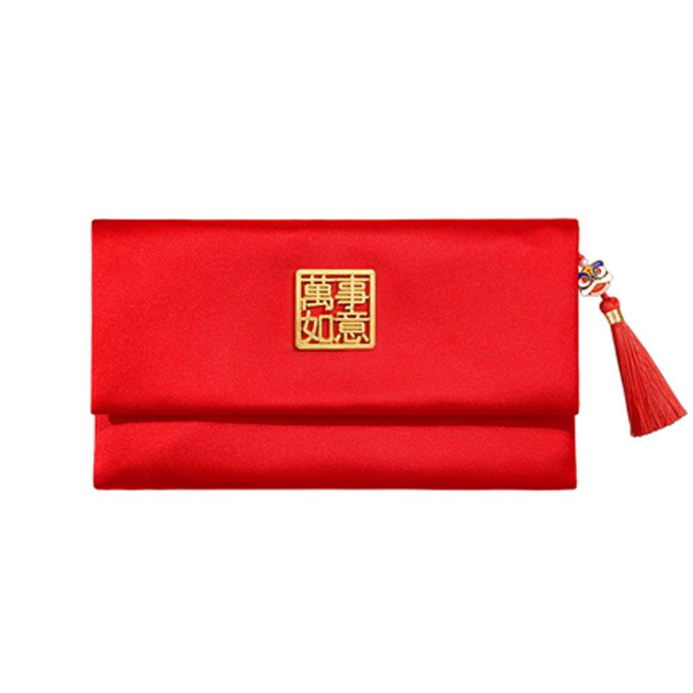 Chinese Style New Year Red Envelope Traditional with Tassel Wedding Money Pocket Bless Words HongBao Red Packet Spring Festival