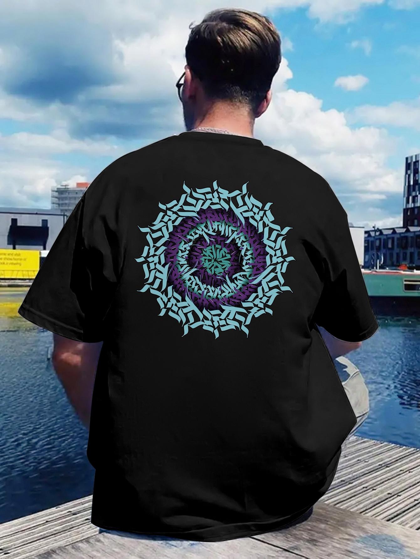 T-shirt - Back Print Mobius Strip Graphic in Teal Blue XXXL