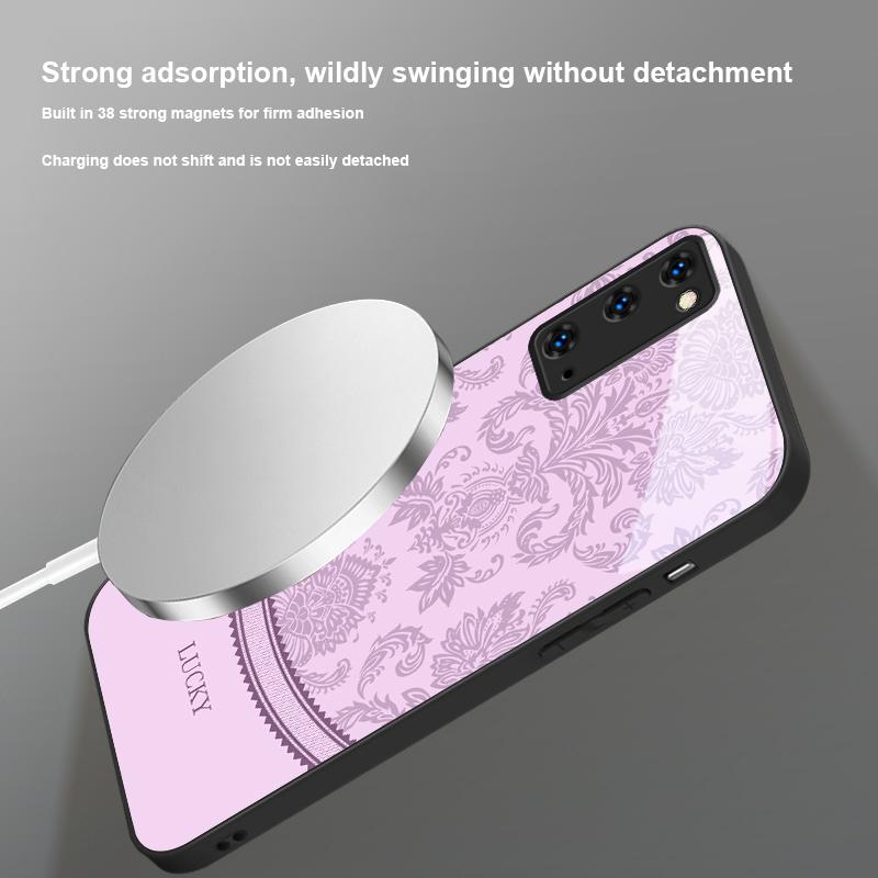 White Floral Vine Pattern For Samsung S25 S25 Edge S25Ultra S8 9 10 20 S21 Pro 22 Plus S23 FE S24 Ultra Magsafe Glass Phone Case