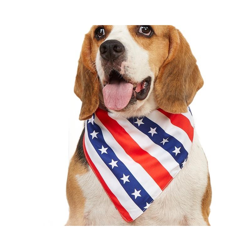 Reversible Double-Sided American Flag Pet Scarf Bib for Dogs