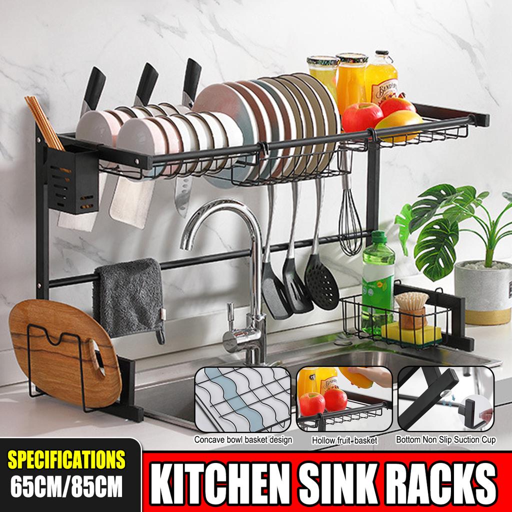65/85CM Kitchen Over Sink Dish Drying Rack Stainless Steel Cutlery Holde 65/85CM Kitchen Over Sink Dish Drying Rack Stainless Steel Cutlery Holde