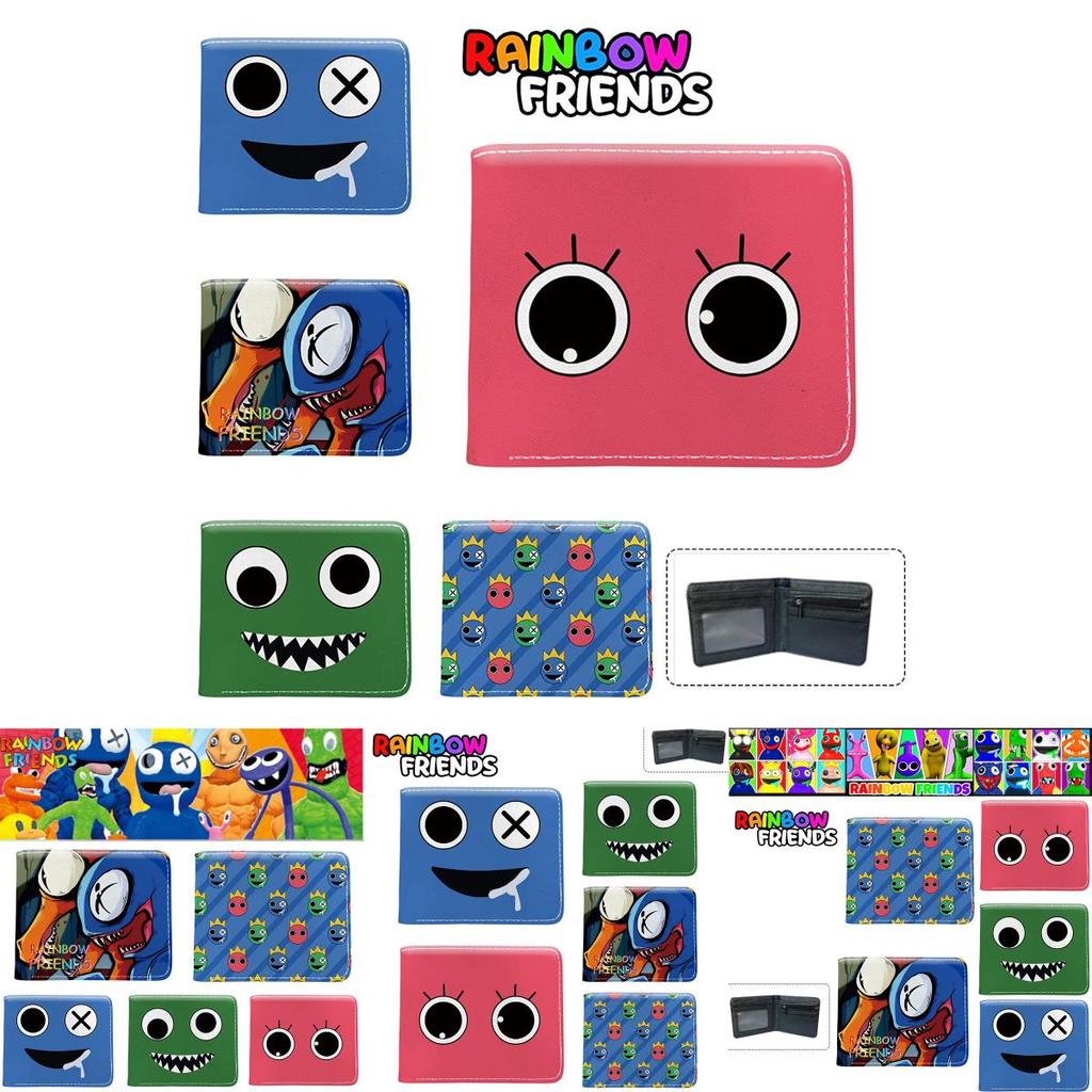 Cute Roblox Rainbow Friends Cartoon Print Bifold Wallet With Zipper Coin Bag