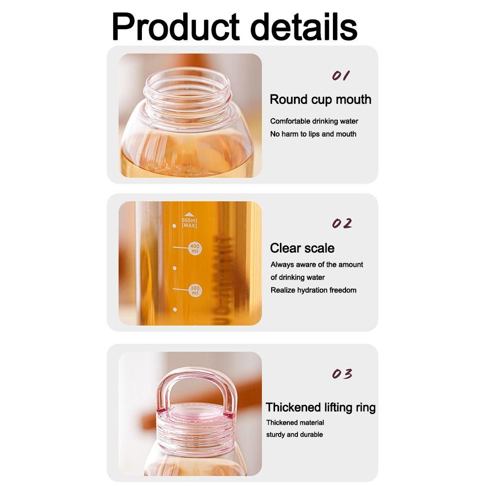 Leakproof Water Cup 500ml Water Bottle Accessories Water Bottle  Outdoor Adults Girls Students