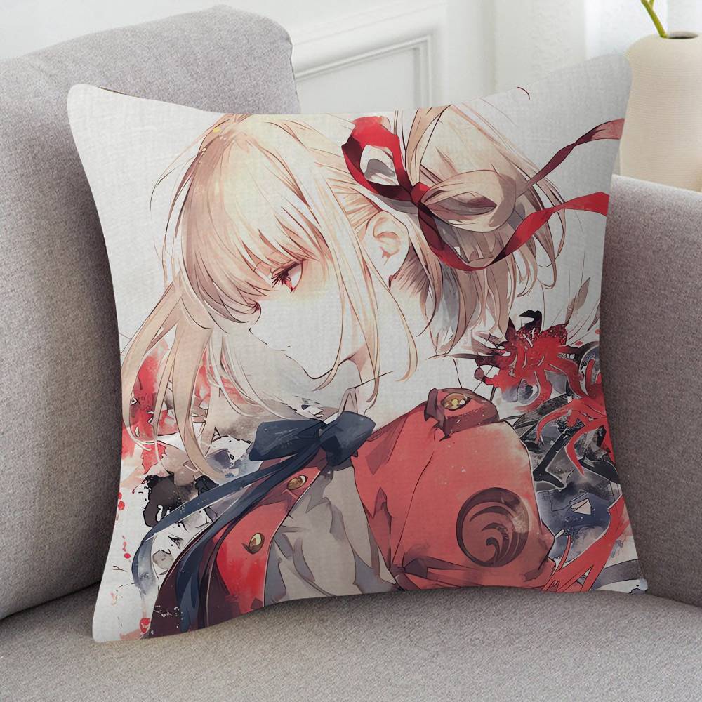 Anime Lycoris Recoil Cushion Cover Inches Farmhouse Decor Home Throw Pillow Covers For Couch Decorations