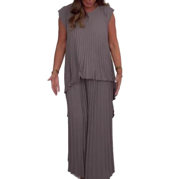 2025 Euro-America Style Solid Raglan Sleeve Top & Ruched Straight-Leg Pants Set