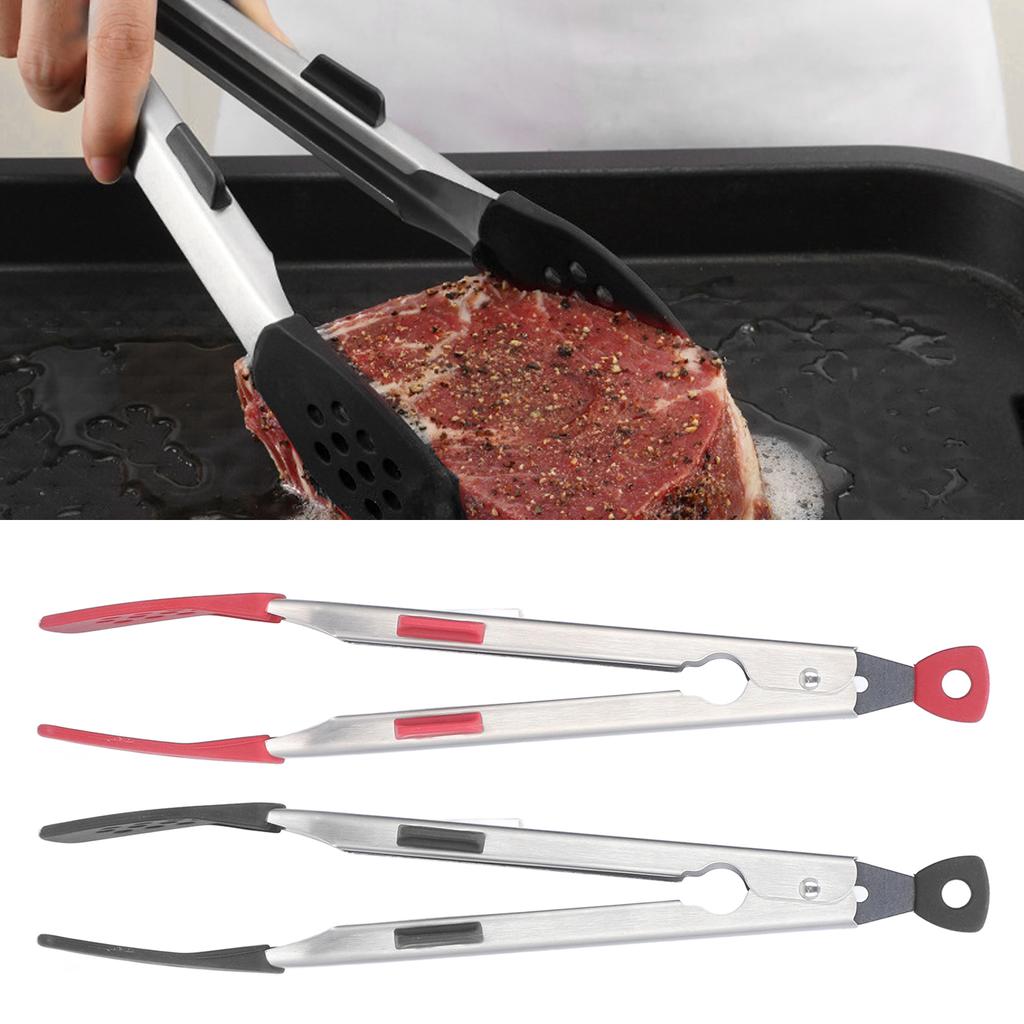 Food Tong Thickened 304 Stainless Steel Anti Slip Corrosion Resistant Barbecue Tongs for Restaurant