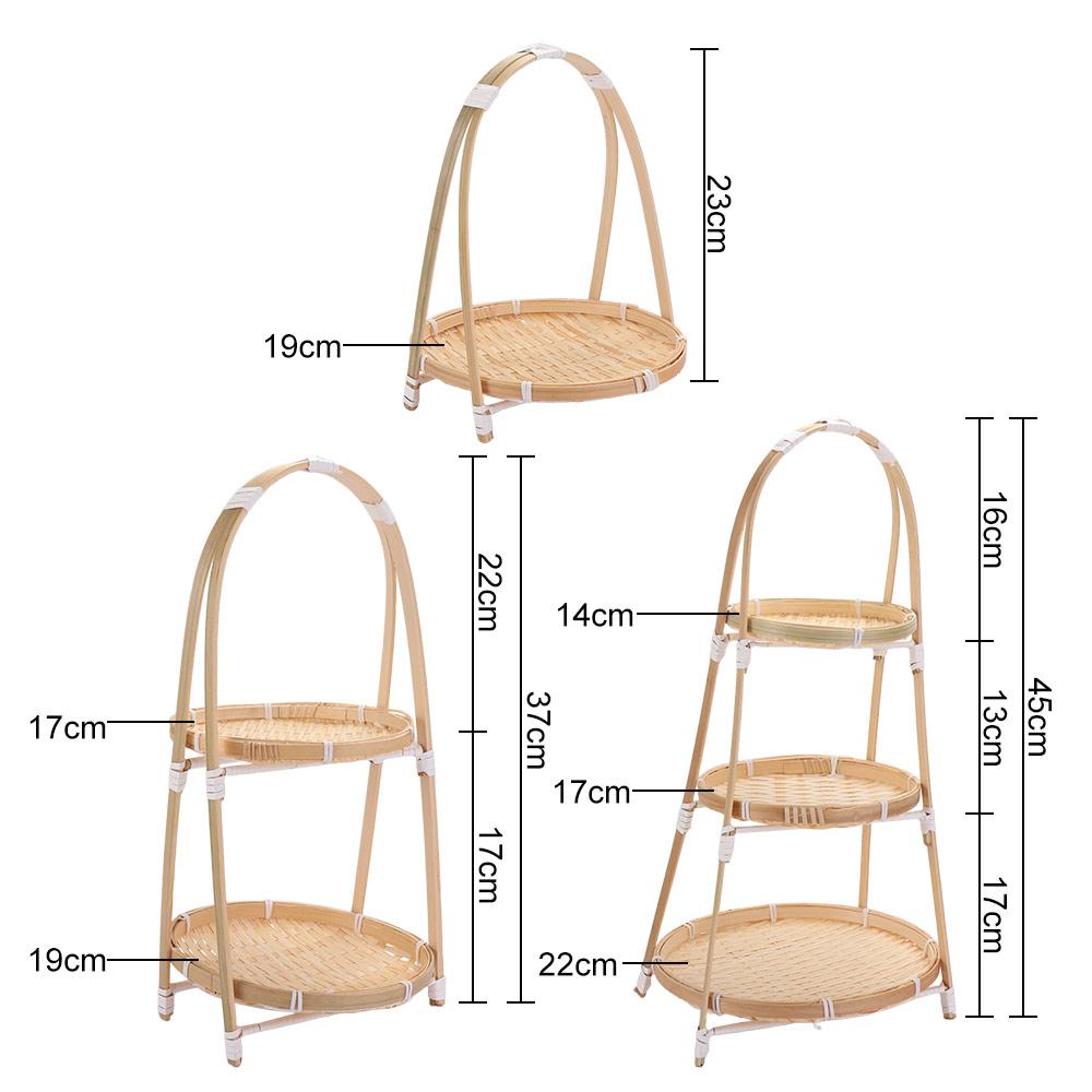 1/2/3 Tier Bamboo Weaving Baskets Weave Storage Baskets Basket Tray Snack Display Stand  Pastries