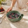 Berry Washing Station Ceramic Swirl Colander Bowl, Auto-Spin Fruit Rinse Basin, Kitchenware Quick Drainage Bowl for Fresh Produce Storage And