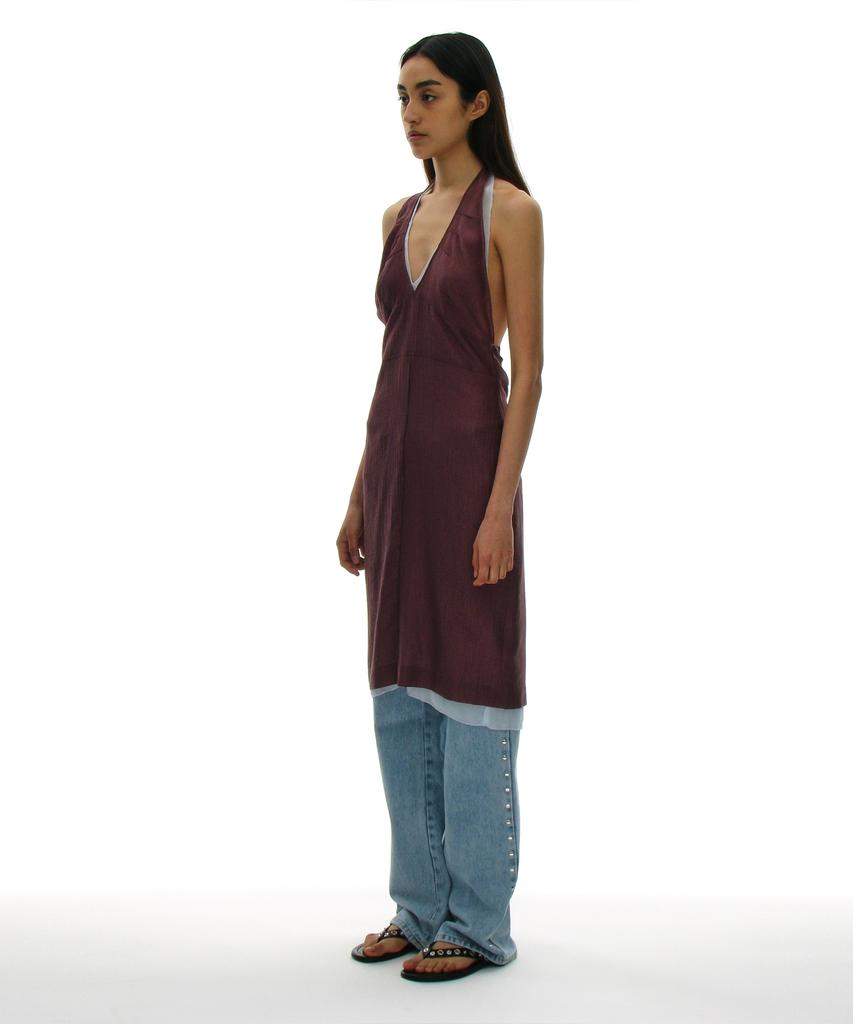 Partimento Woman Sheer Layer 2-In-1 Halter Dress_Deep Violet
