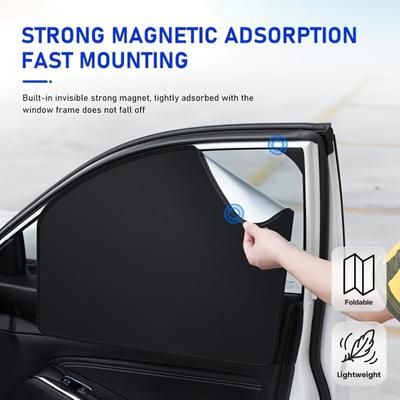 Magnetic Car Window Sunshade Titanium Silvery Car Side Window Sunshade Foldable Car Side Window Cover, Light-Blocking Privacy Protection