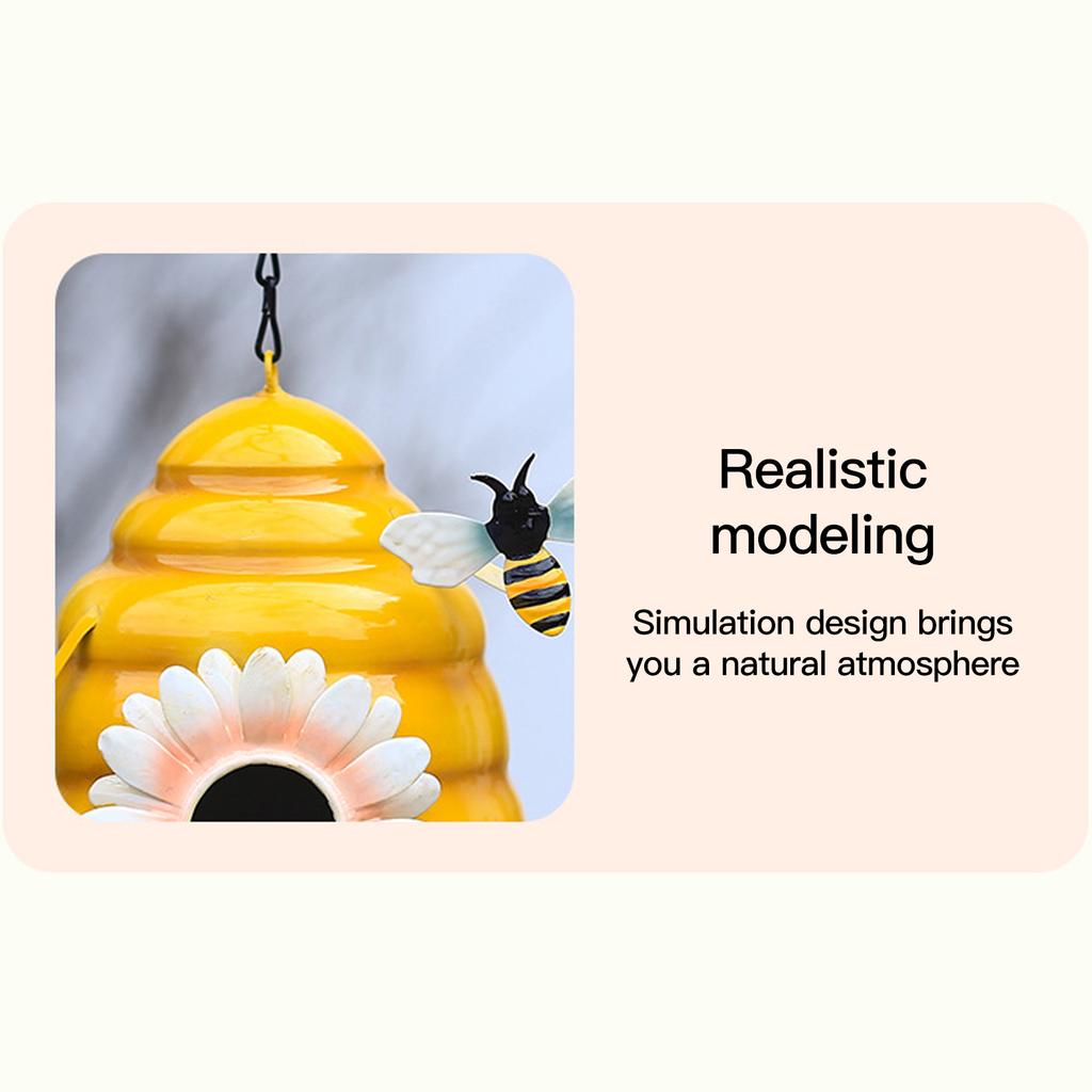 Bird House High Strength Iron Hanging Bird House Decoration for Garden Home Office Yellow