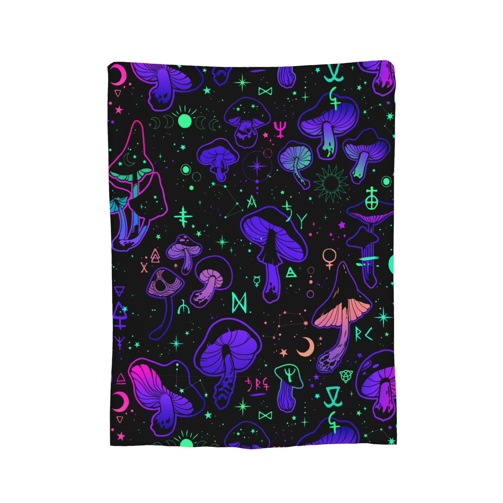 Bright Psychedelic Mushrooms Blankets Flannel Summer  Multi-function Warm Throw Blankets for Sofa Outdoor Bedspread 30x40in
