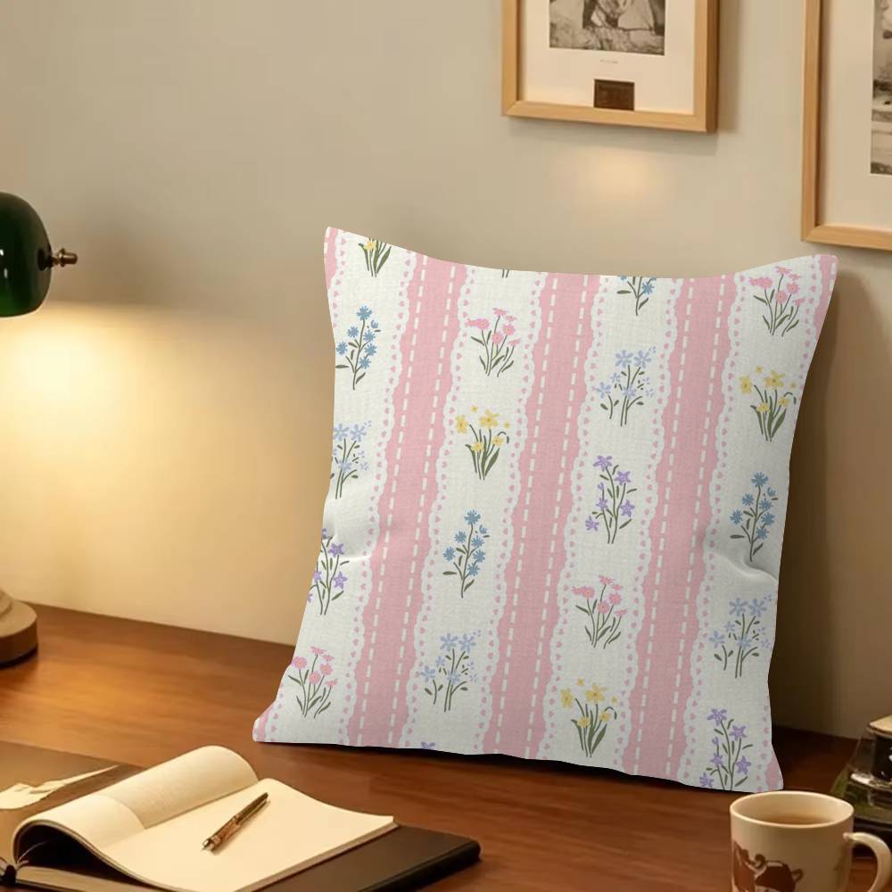 Pink Floral Spring   Pillowcase Toon Gift Cushion Cover Bedroom Home Sofa Chair Seat Decor Pillow Case